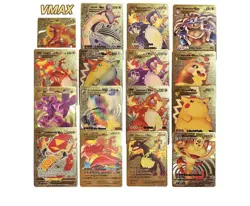 55 PCS Gold Foil Pokemon Cards Pack - VMAX GX TCG Rare, Collectible Gift Lot - Image 2