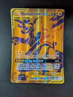 2021 Pokemon PIKACHU & ZEKROM GX #SM248 Black Star Promos Jumbo Card English - Image 1