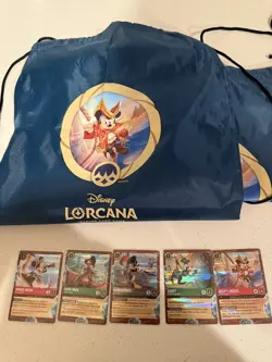 Disney Lorcana Cruise Line Set Of 5 Extremely Rare Promo Cards Treasure w/ bags - Image 1