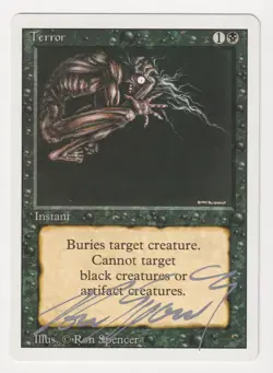 Silver Signed Terror LP Revised Edition Artist Ron Spencer 1994 WOTC MTG Magic! - Image 1