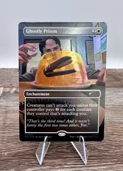 Ghostly Prison R Foil #7042 | SLD Secret Lair The Office in hand (MTG) - Image 1