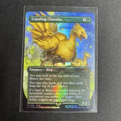 Traveling Chocobo 0568 Borderless Chocobo Track Foil MTG Magic Final Fantasy - Image 1