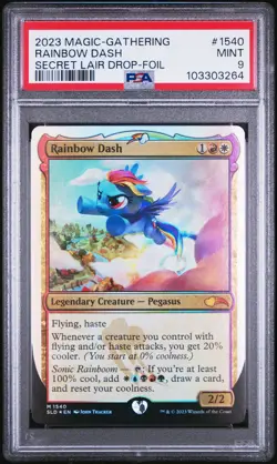 2023 MTG SECRET LAIR DROP PONIES: THE GALLOPING 2-FOIL #1540 RAINBOW DASH PSA 9 - Image 1