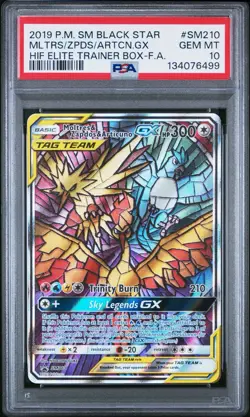 2019 POKEMON SM BLACK STAR PROMO FULL ART/MOLTRES & ZAPDOS & ARTICUNO GX PSA 10 - Image 1