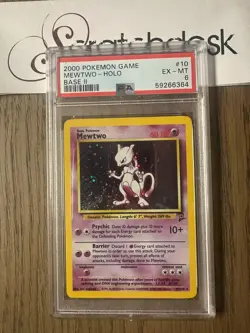 PSA 6 - Pokemon MEWTWO 10/130 - BASE SET 2 - FOIL Rare - Image 1