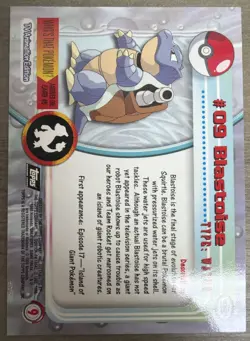 1999 Pokemon Topps #09 Blastoise TV Animation Edition Holo Foil Series 1 - Image 2