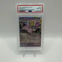 Pokemon Prismatic Evolutions Espeon ex 034 Surprise Box Exclusive Stamped PSA 10 - Image 1