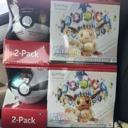 2 POKEMON PRISMATIC EVOLUTIONS ETB ELITE TRAINER BOX & POKEBALL SAMS CLUB BUNDLE - Image 1