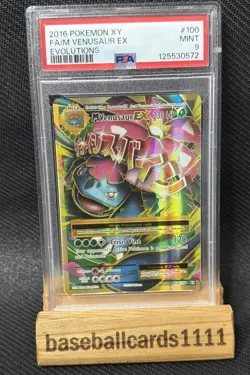 2016 Pokemon XY Evolutions Mega Venusaur EX Full Art PSA 9 English 100/108 P1 - Image 1