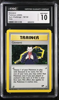 CGC 10 GEM MINT Giovanni 2000 Gym Challenge 18/132 Holo SWIRL Pokemon Card - Image 1