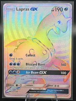 Pokemon Lapras GX Rainbow Holo Card 151/149 Secret Rare Misscut/Off-centered - Image 1