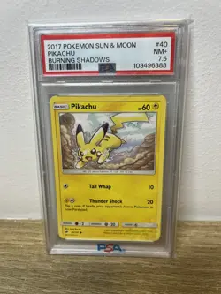 Pokemon Burning Shadows Pikachu Card #40 PSA 7.5 - Image 1
