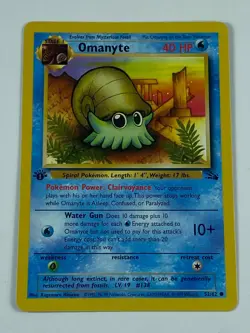1st Edition Omanyte 52/62 Fossil Set - Common Pokemon Card - Near Mint!!! - Image 1