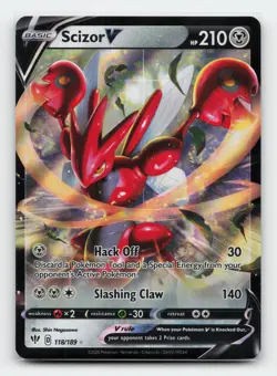 Scizor V 118/189 Ultra Rare SWSH03: Darkness Ablaze Pokemon Card - Image 1