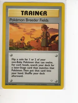 POKEMON BREEDER FIELDS TRAINER NEO REVELATION SET POKEMON CARD 62/64 LP - Image 1