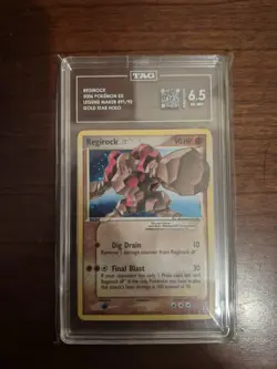 Pokemon Regirock Gold Star EX Legend Maker Ultra Rare Holo TAG 6.5 (673 SCORE) - Image 1