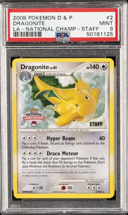 2008 POKEMON DIAMOND & PEARL LEGENDS AWAKENED #2 DRAGONITE PSA 9 - Image 1
