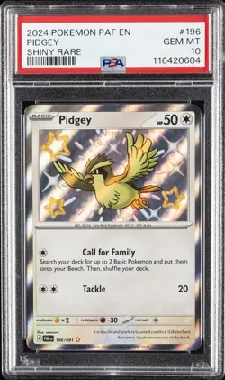 2024 POKEMON PAF EN-PALDEAN FATES SHINY RARE #196 PIDGEY PSA 10 - Image 1