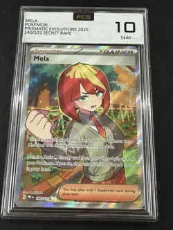 2025 Pokemon Prismatic Evolutions - Mela 140/131 Secret Rare - PCG 10 Gem Mint - Image 1