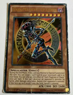 Yugioh! TCG Dark Magician of Chaos Holo 1st Edition YGLD-ENC02 HEAVILY DAMAGED - Image 1
