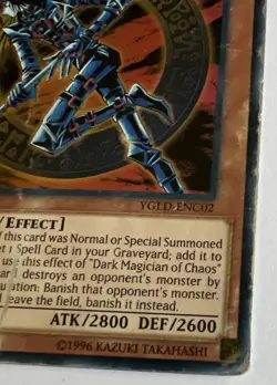 Yugioh! TCG Dark Magician of Chaos Holo 1st Edition YGLD-ENC02 HEAVILY DAMAGED - Image 3