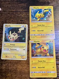 Pokemon Pikachu Card Lot (3) HGSS03/SM76/SM81 PROMO HOLO LOT: LP. Free Shipping! - Image 1