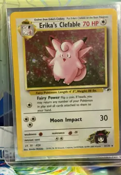 Erika's Clefable - 3/132 - Pokemon Gym Heroes Unlimited Holo Rare Card WOTC NM - Image 1