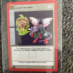 Release Event Medal Promo Card Sealed MetaZoo Nightfall First Edition Rev Holo - Image 1