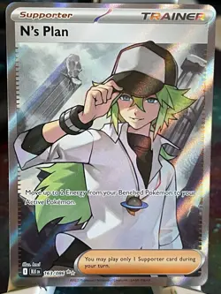 POKEMON N's PLAN #163/086 ULTRA RARE FULL ART BLACK BOLT NM CARD - Image 1