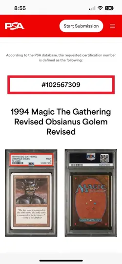 OBSIANUS GOLEM Revised Edition 1994 Magic The Gathering (MTG) TCG PSA 9 ??MINT?? - Image 3