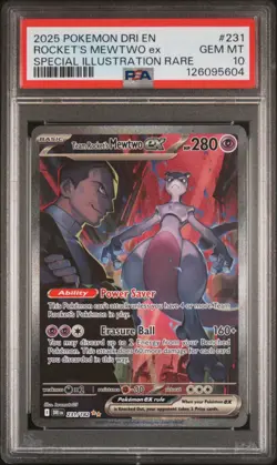 Psa 10 POKEMON DESTINED RIVALS ILLUSTRATION RARE TEAM ROCKET'S MEWTWO EX 231 - Image 1