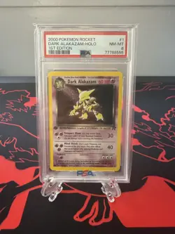 2000 Pokemon Rocket Dark Alakazam 1/82 Team Rocket Holo 1st Edition PSA 8 - Image 1