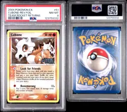 2004 Pokemon EX Team Rocket Returns 51 Cubone Reverse PSA 8 NM-MT - Image 1