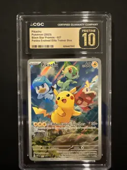 Pokemon 027 Pikachu Paldea Evolved Black Star Promo CGC Pristine 10 ENG - Image 1