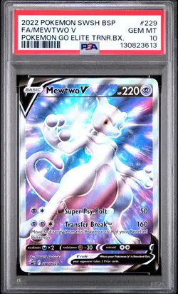 2022 Pokemon Swsh Black Star Promo #229 FA Mewtwo V Go Elite Trainer Box PSA 10 - Image 1