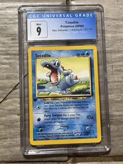 Pokemon Neo Genesis 1st Edition - Totodile 81/111 CGC Graded 9 Mint BCG PSA - Image 1