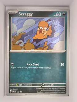 Pokemon TCG Scraggy 186 SVP Cosmo Holo Black Star Promo Journey Together NM - Image 1