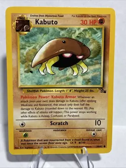 Kabuto Unlimited 50/62 Pokemon TCG 1999 Fossil WOTC Common LP - 24 Hr Shipping - Image 1