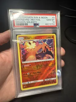 2018 Pokemon TCG Charizard 3/70 Dragon Majesty - Reverse Foil - PSA 10 (POP 121) - Image 3