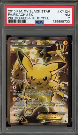 Pokemon Pikachu EX Red & Blue Coll. Black Star Full Art Promo XY124 PSA 7 - Image 1