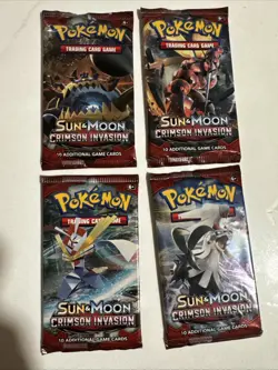 Pokemon Crimson invasion Sun & Moon Booster Pack x4 Art Set - Image 1