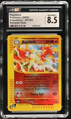 CGC 8.5 Rapidash 2002 Expedition 62/165 Reverse Holo Pokemon Card - Image 1