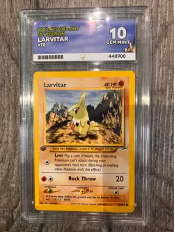 Pokemon TCG Larvitar 1st Edition Neo Destiny Common Card 70/105 Ace 10 POP 1! - Image 1