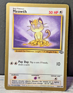 Pokemon TCG Meowth 56/64 Jungle Gold Border Promo Rare Vintage - Image 1