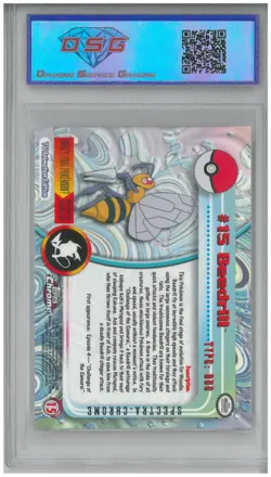 2000 Topps Chrome Pokemon BEEDRILL #15 Spectra 💎 DSG 9.5 Mint+ - Image 2