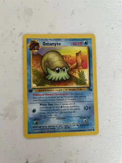 1st Edition Omanyte 52/62 Fossil NM Near Mint 1999 Pokemon Card - Image 2