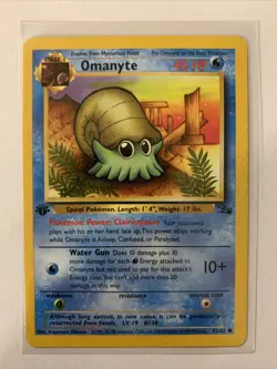 1st Edition Omanyte 52/62 Fossil NM Near Mint 1999 Pokemon Card - Image 1