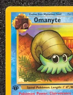 Omanyte 52/62 Rare 1st Edition Pokemon Card Fossil Set Near Mint Never Played - Image 2