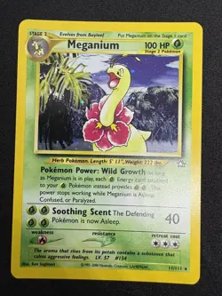 Pokemon TCG Meganium 11/111 Neo Genesis Holo Unlimited Rare Card Lightly Played - Image 2