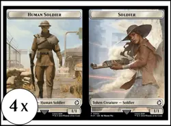 MTG - 4 x Human Soldier (0003) / Soldier (0004) Token - Playset 4x x4 - Fallout - Image 1